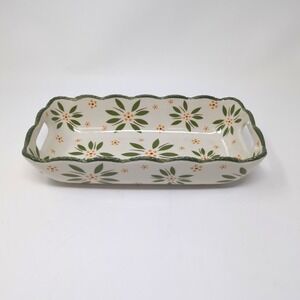 Temp-tations Old World 10" Ruffled Edge Ceramic‎ Bread Basket Floral Dinnerware
